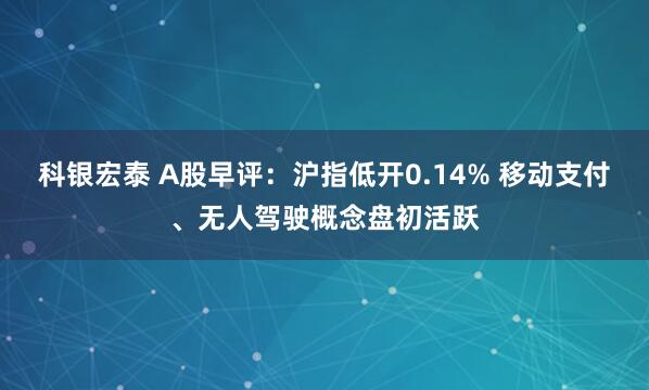 科银宏泰 A股早评：沪指低开0.14% 移动支付、无人驾驶概念盘初活跃