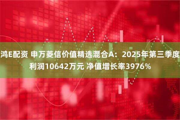 鸿E配资 申万菱信价值精选混合A：2025年第三季度利润10642万元 净值增长率3976%